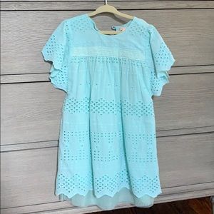 NWT pink chicken aqua eyelet dress
